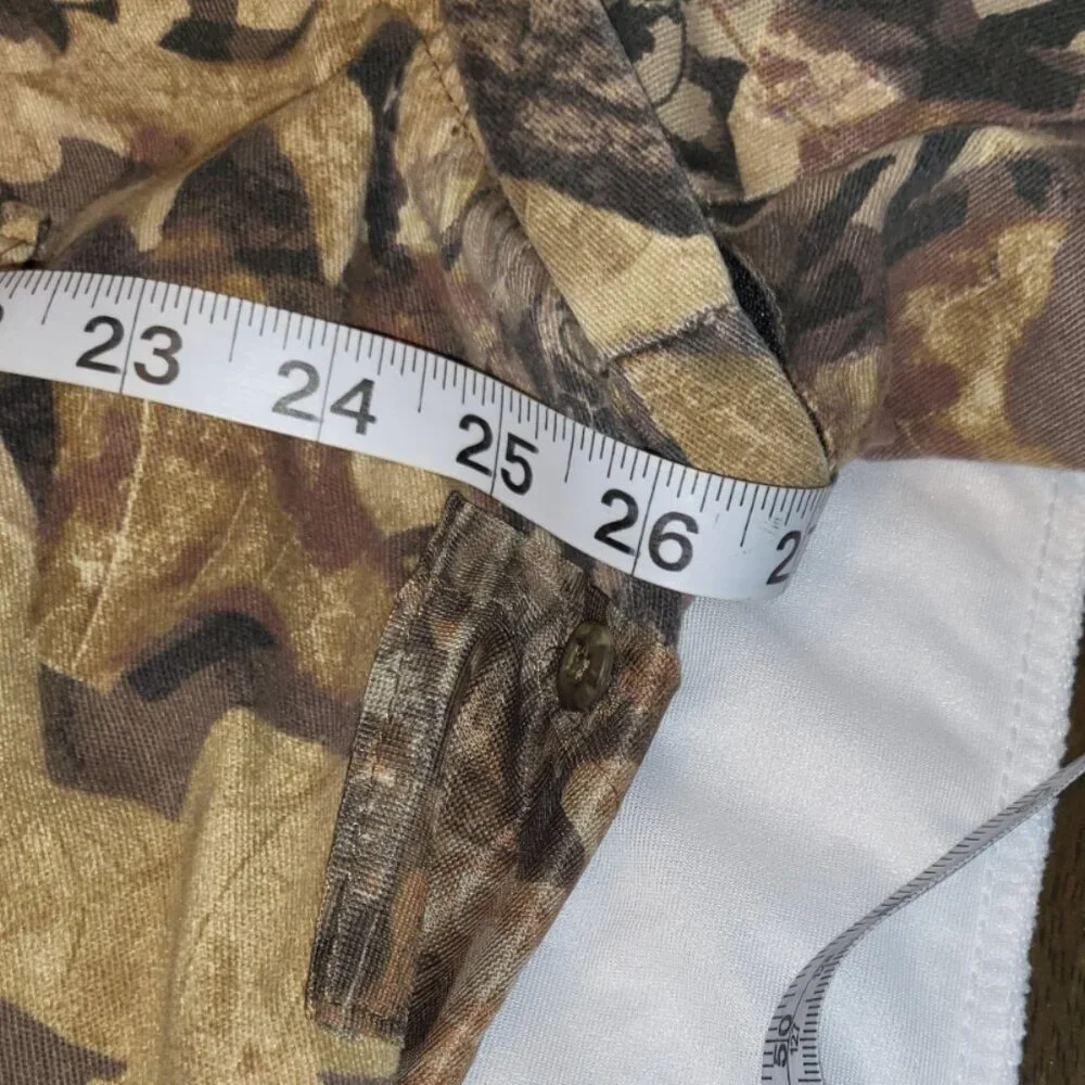 Mossy Oaks Forest Floor Shirt Camo XL Zip Off Sleeves Zipper Back Pocket
